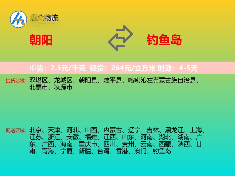 朝阳到钓鱼岛轿车托运