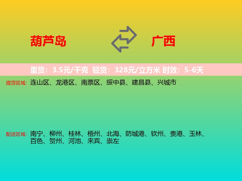 葫芦岛到广西长途搬家