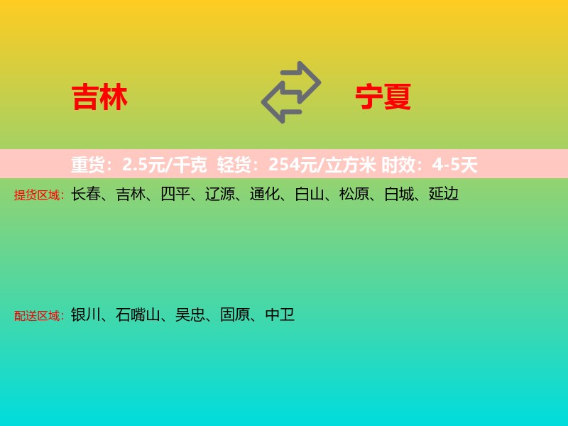 吉林到宁夏长途搬家