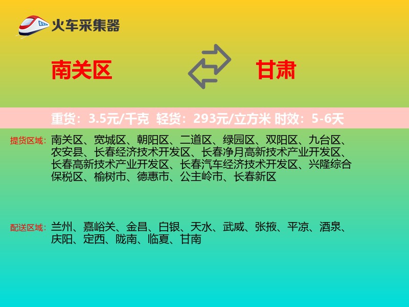 南关区到甘肃轿车托运
