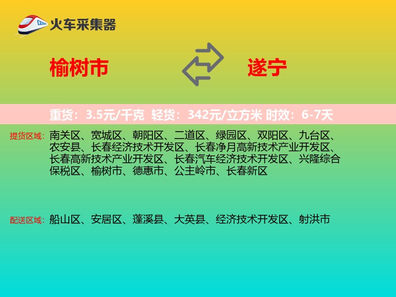 榆树市到遂宁物流专线