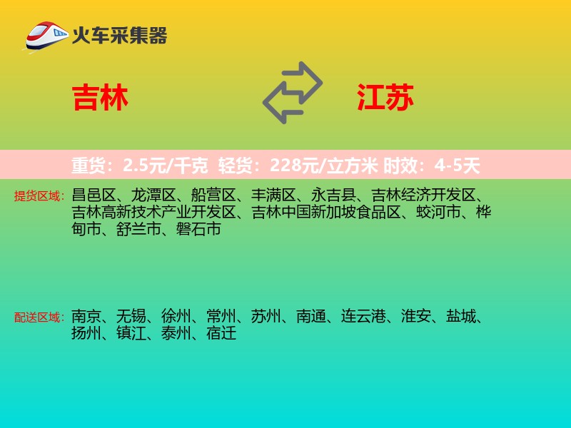 吉林到江苏物流专线