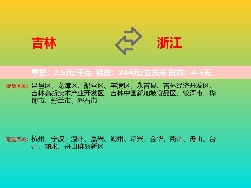 吉林到浙江长途搬家
