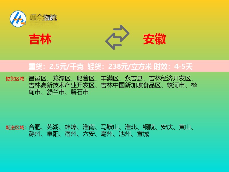 吉林到安徽长途搬家