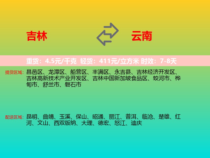吉林到云南长途搬家