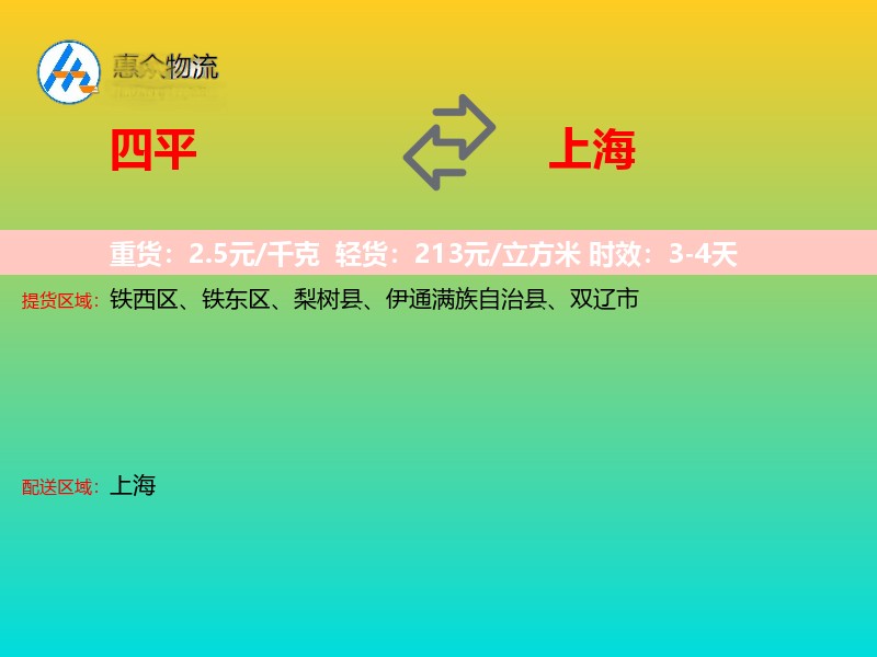 四平到上海物流专线