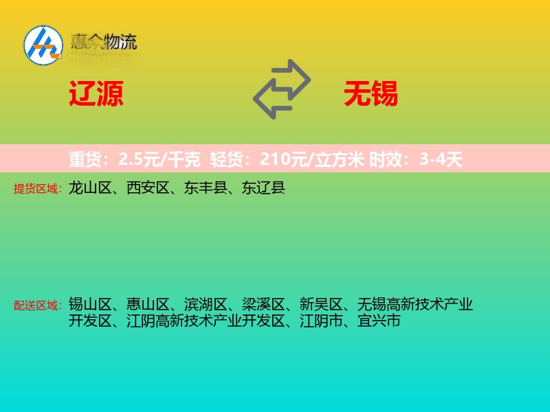 辽源到无锡物流专线