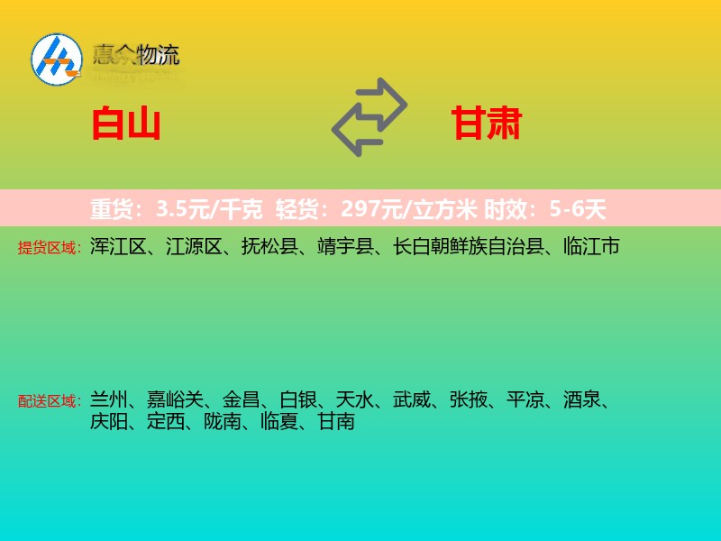 白山到甘肃轿车托运