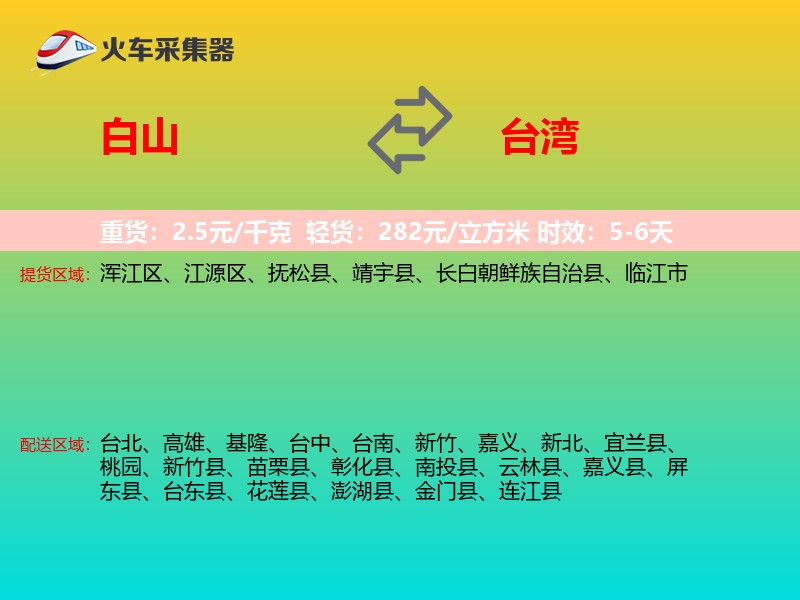 白山到台湾轿车托运