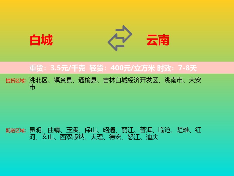 白城到云南长途搬家