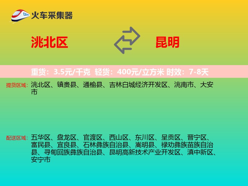 洮北区到昆明物流专线