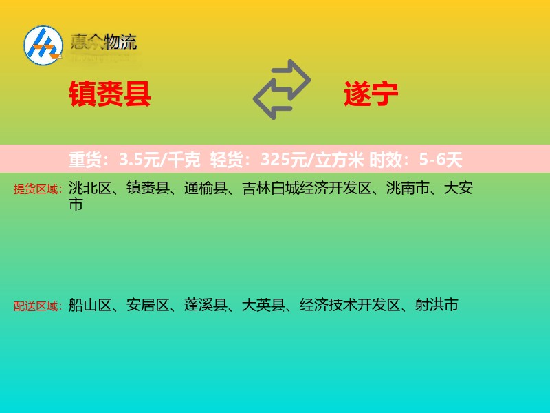 镇赉县到遂宁物流专线