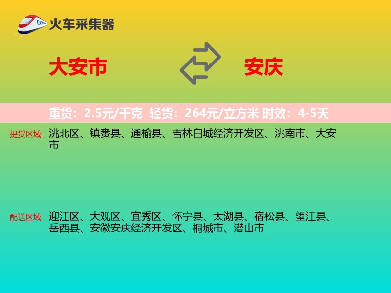 大安市到安庆物流专线