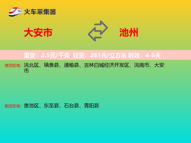 大安市到池州物流专线