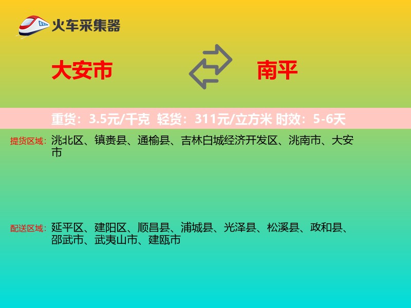 大安市到南平物流专线