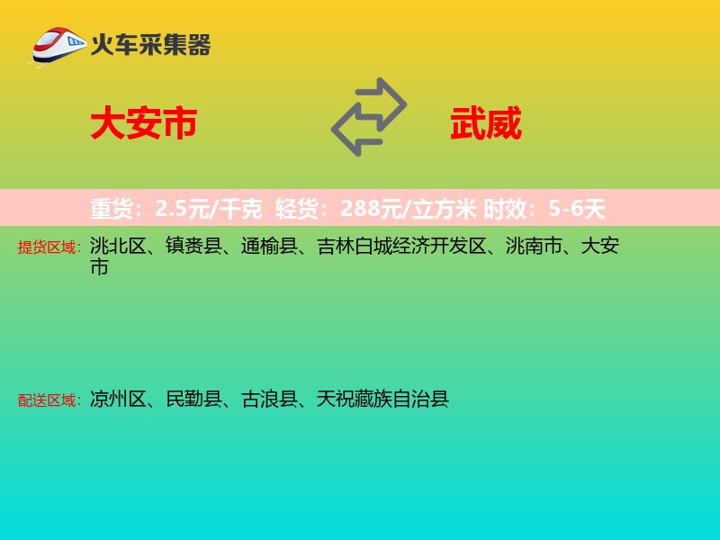 大安市到武威物流专线