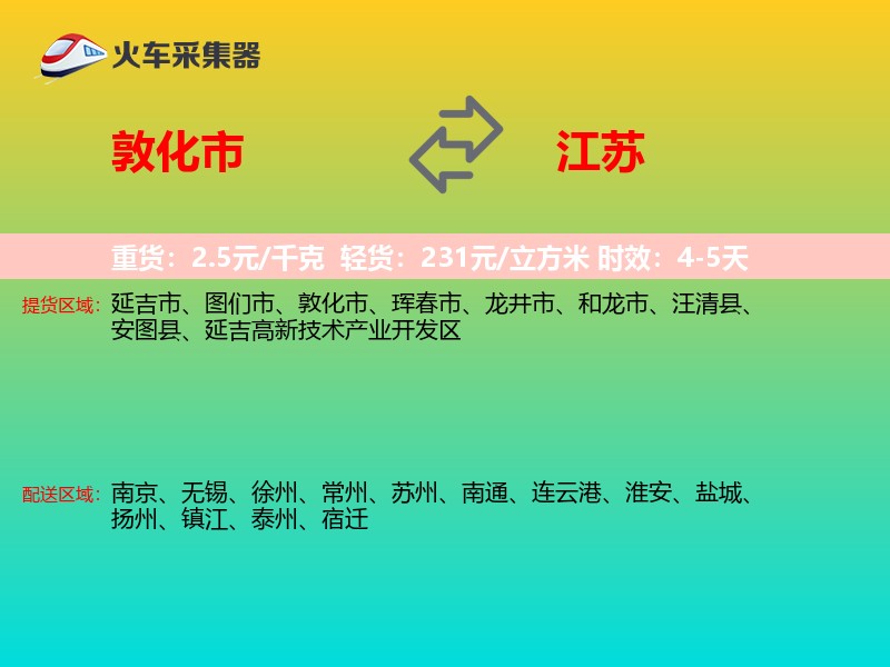 敦化市到江苏物流专线