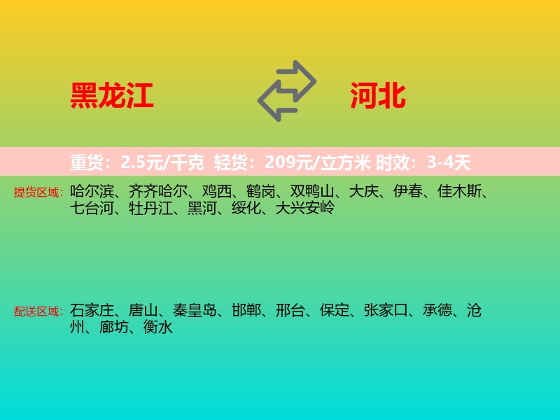 黑龙江到河北长途搬家