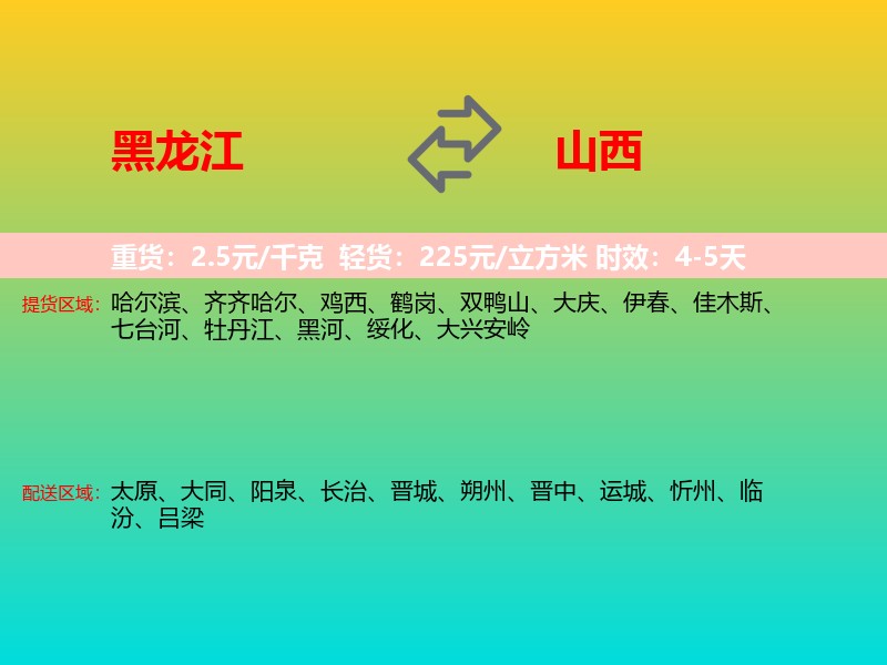 黑龙江到山西长途搬家