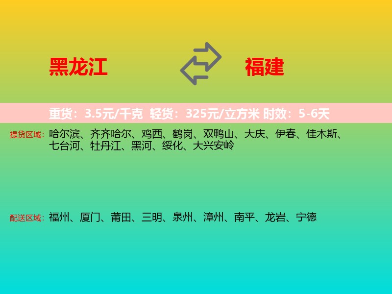 黑龙江到福建长途搬家