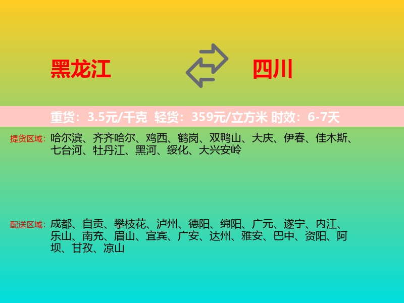 黑龙江到四川长途搬家