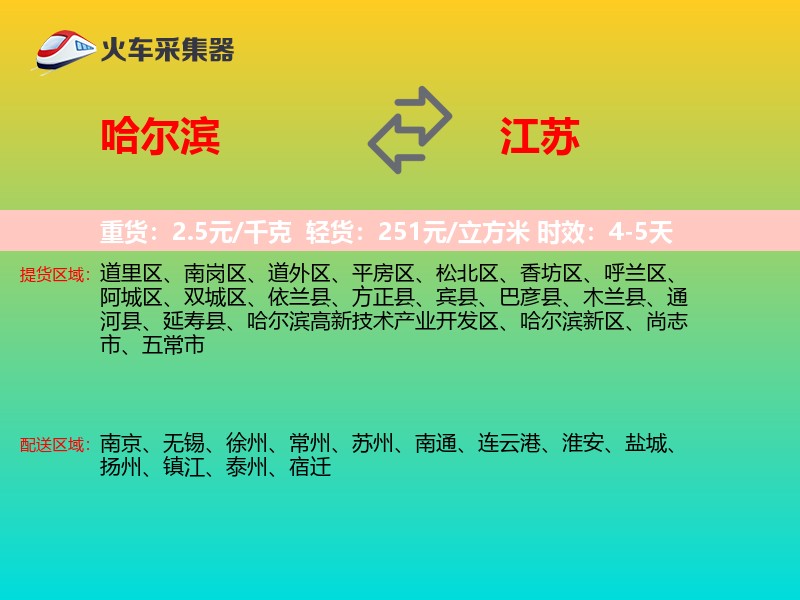哈尔滨到江苏长途搬家