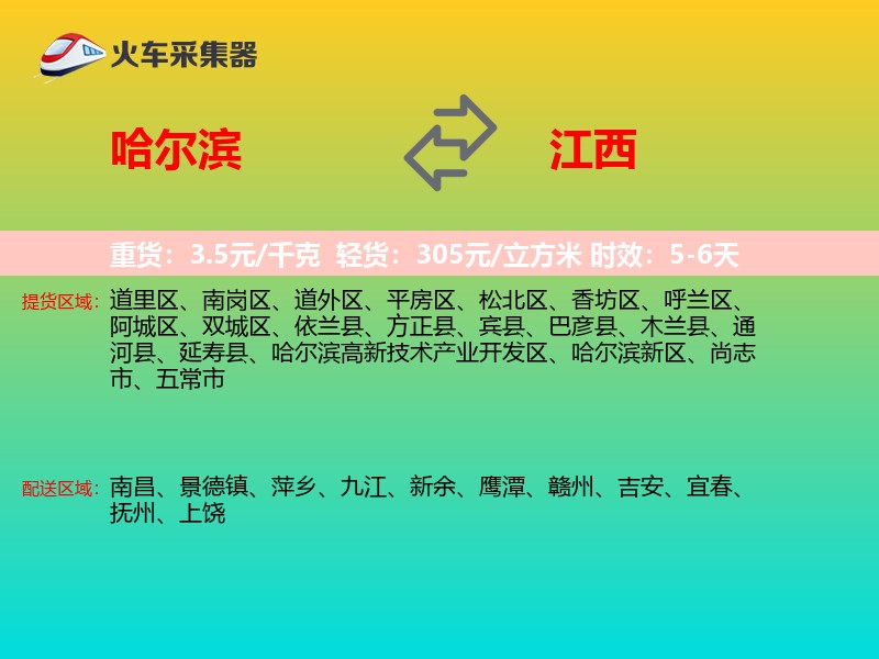 哈尔滨到江西轿车托运