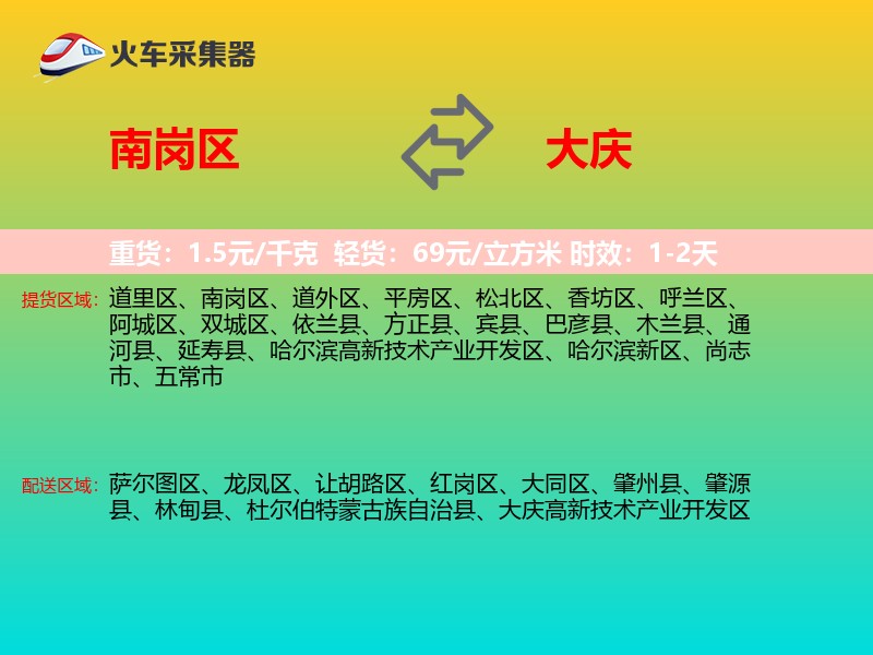 南岗区到大庆物流专线