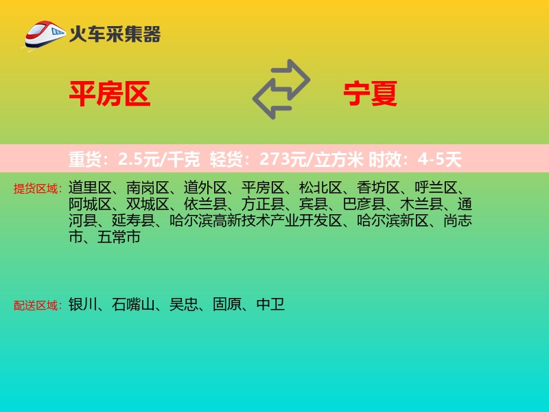 平房区到宁夏物流专线