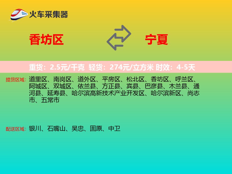 香坊区到宁夏物流专线