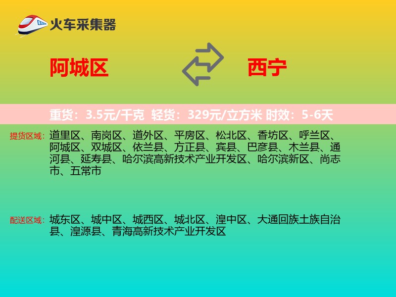 阿城区到西宁物流专线