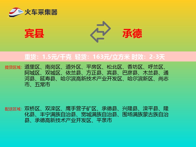 宾县到承德物流专线