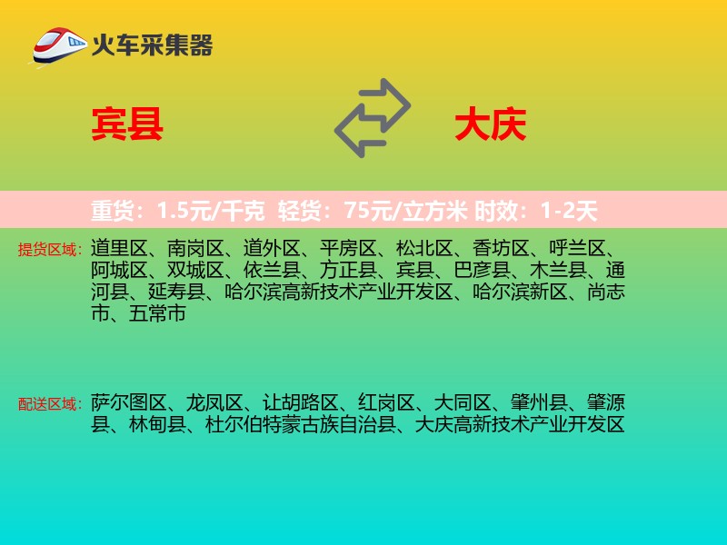 宾县到大庆物流专线