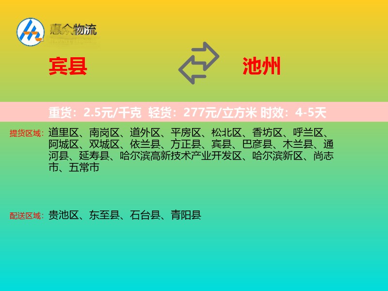 宾县到池州物流专线