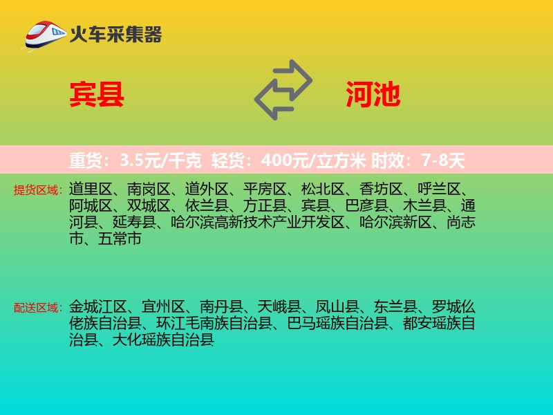 宾县到河池物流专线
