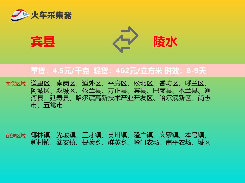 宾县到陵水物流专线