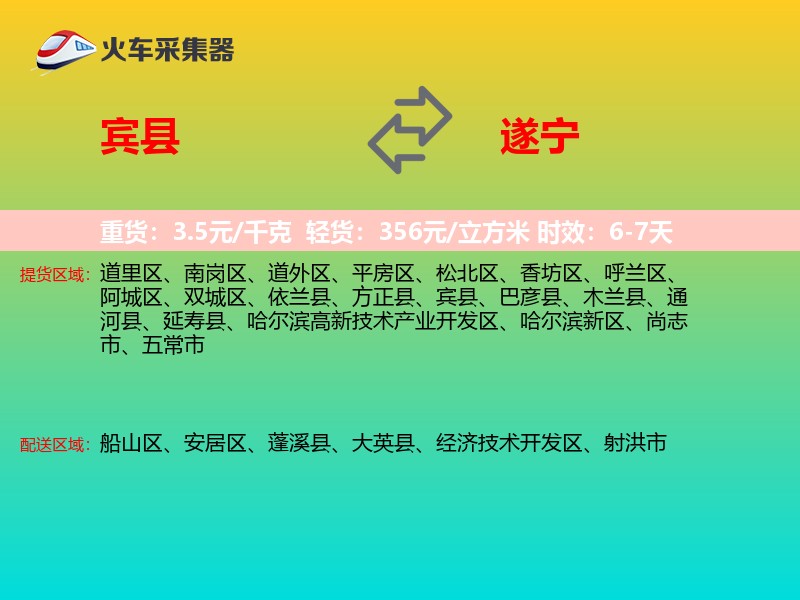 宾县到遂宁物流专线