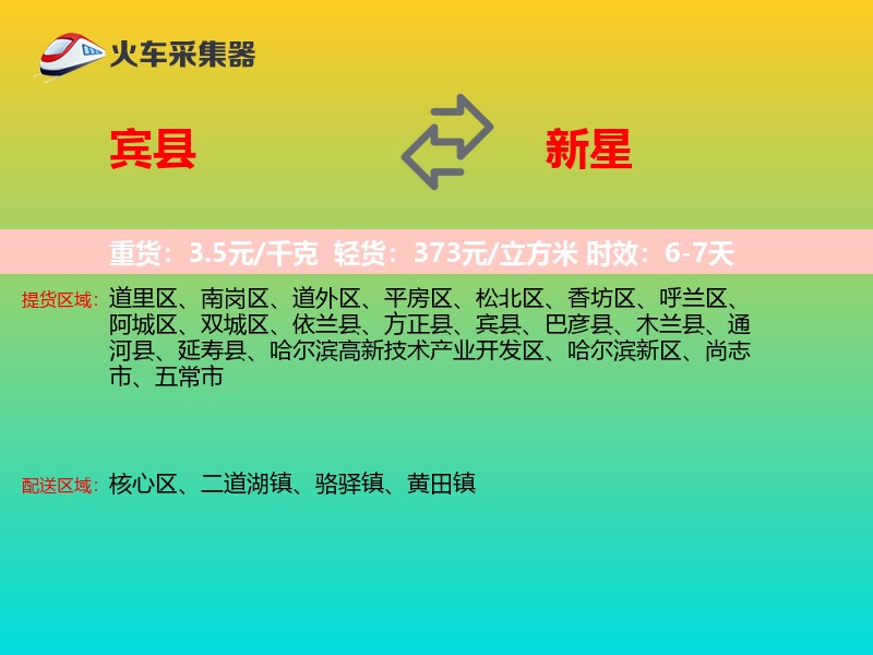 宾县到新星物流专线