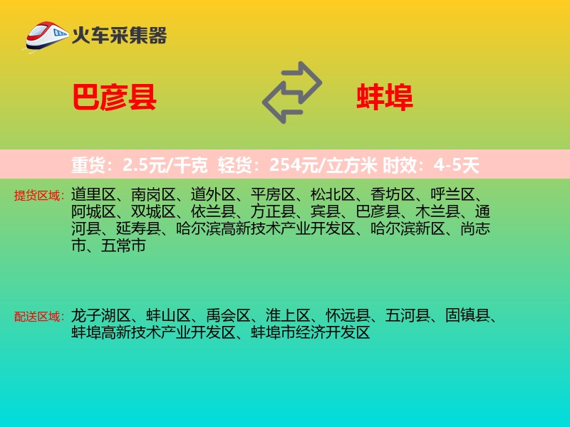 巴彦县到蚌埠物流专线