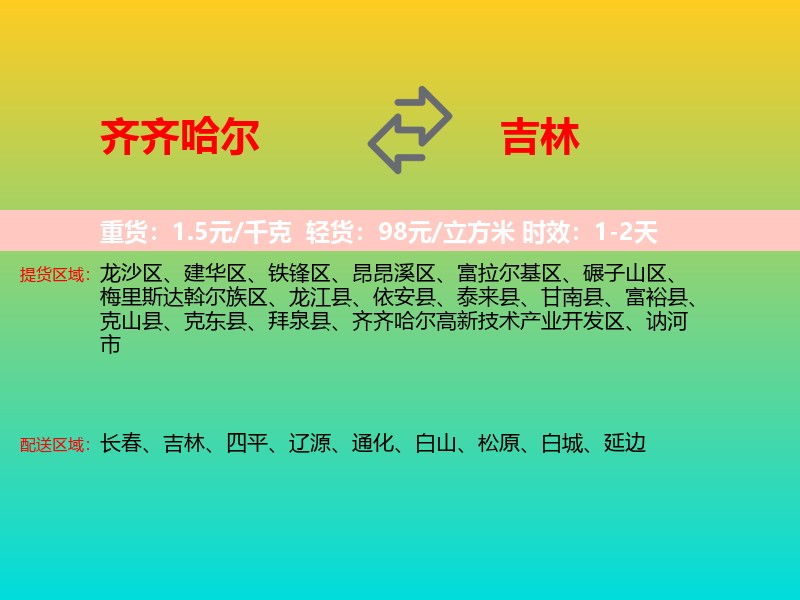 齐齐哈尔到吉林长途搬家