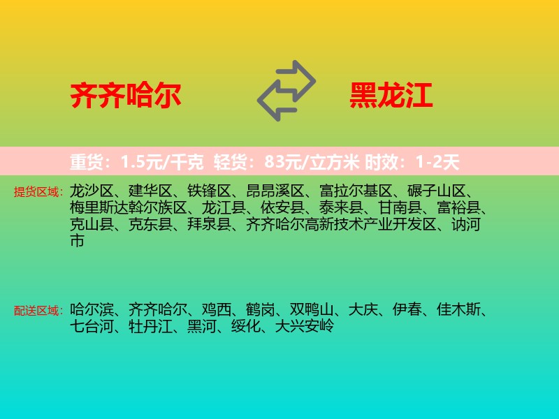 齐齐哈尔到黑龙江长途搬家