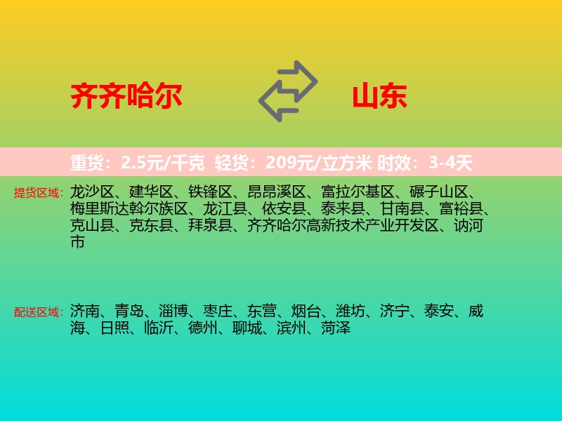 齐齐哈尔到山东长途搬家