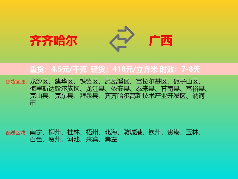 齐齐哈尔到广西长途搬家