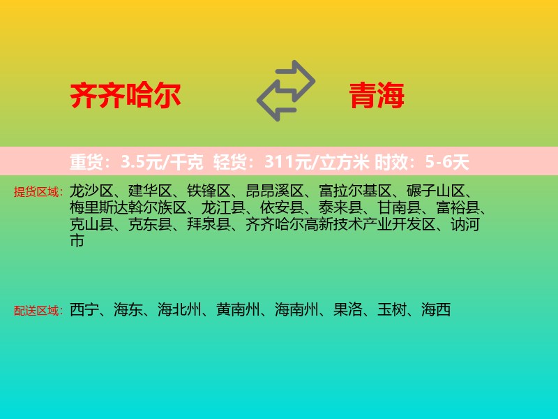 齐齐哈尔到青海长途搬家