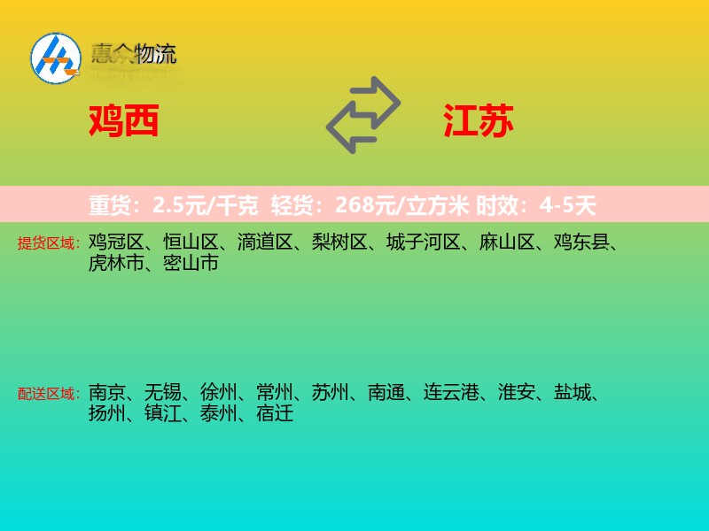 鸡西到江苏长途搬家