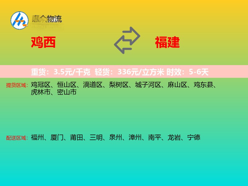 鸡西到福建长途搬家