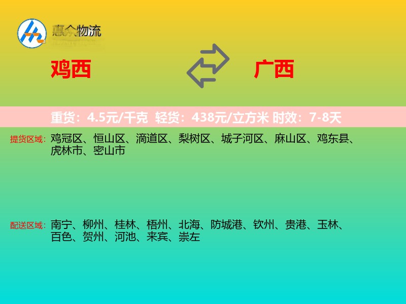 鸡西到广西长途搬家