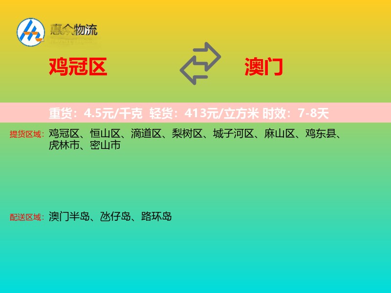 鸡冠区到澳门长途搬家