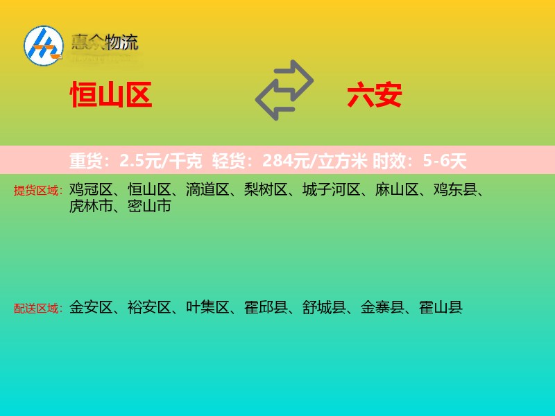 恒山区到六安物流专线