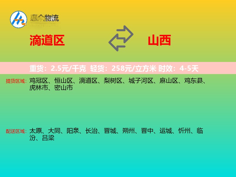 滴道区到山西长途搬家